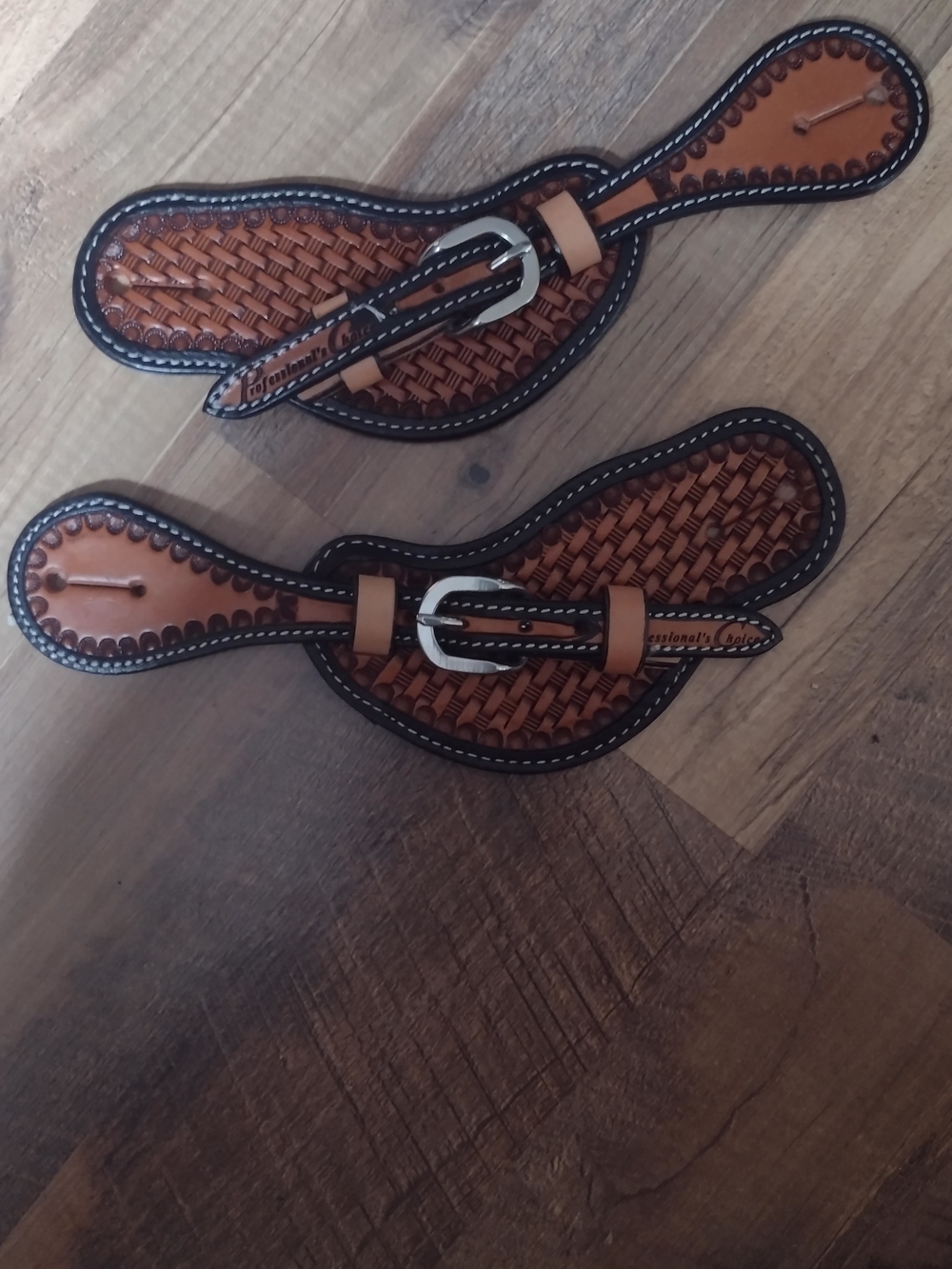 Professionals Choice Leather Spur Straps - Tan/Brown with Silver Buckle New